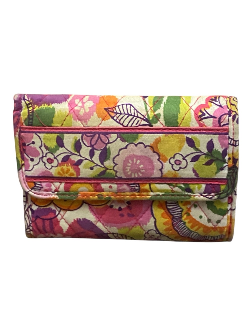 Vera Bradley Retired Print Floral Clementine Tri-fold Wallet Quilted Fabric